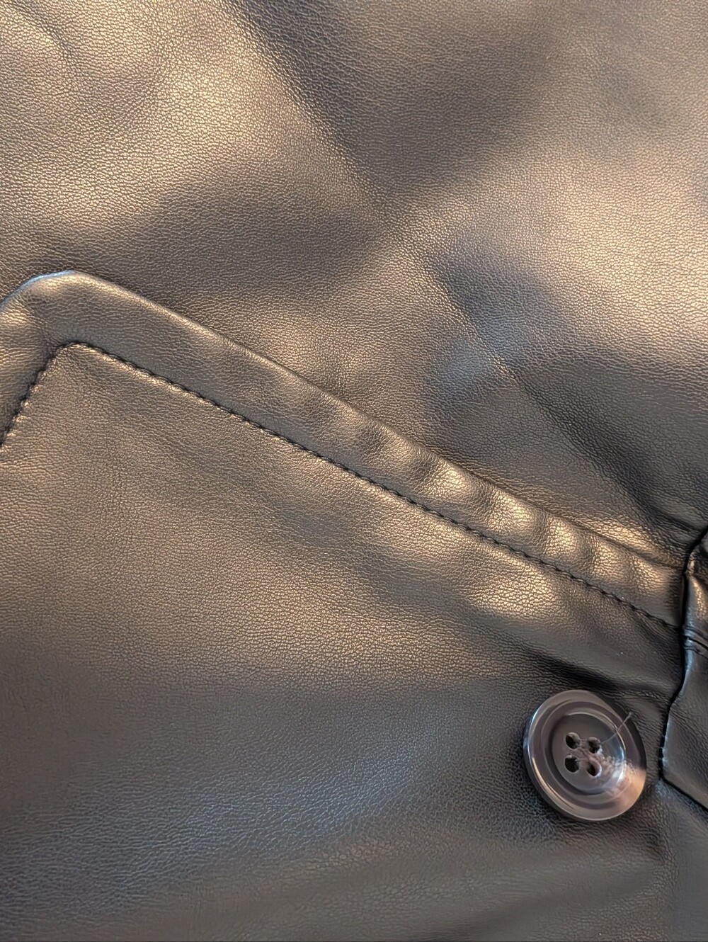 Women's Black Faux Leather Jacket - Picture 9 of 9